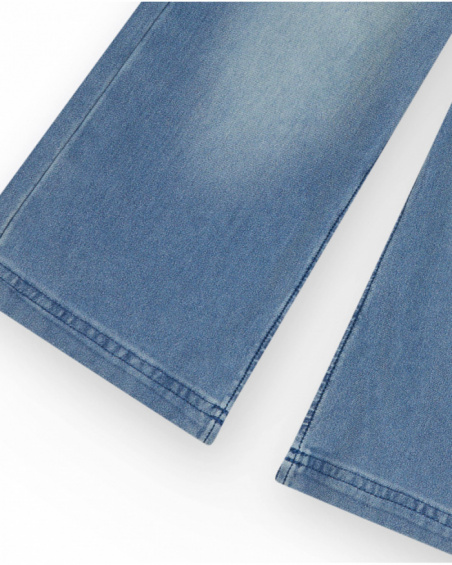 Pantalón para niña en denim con cremallera y bolsillos Pantalón para niña en denim con cremallera y bolsillos