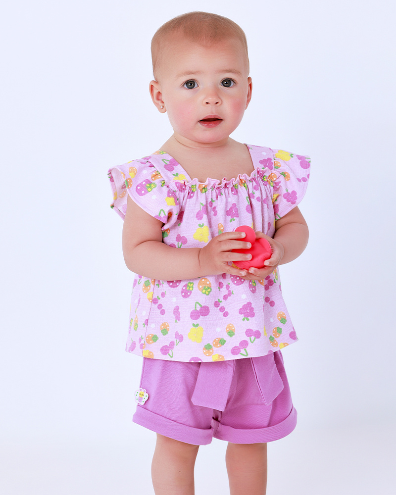 Conjunto para niña con camiseta de punto sin mangas estampada