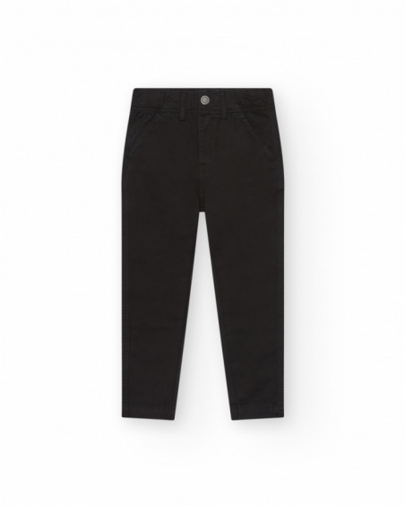 Pantalón para niño en negro con bolsillos laterales y cintura Pantalón para niño en negro con bolsillos laterales y cintura