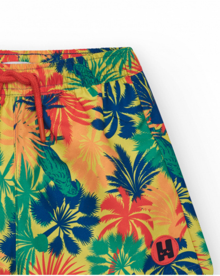 Bañador para niño multicolor con estampado tropical y cintura