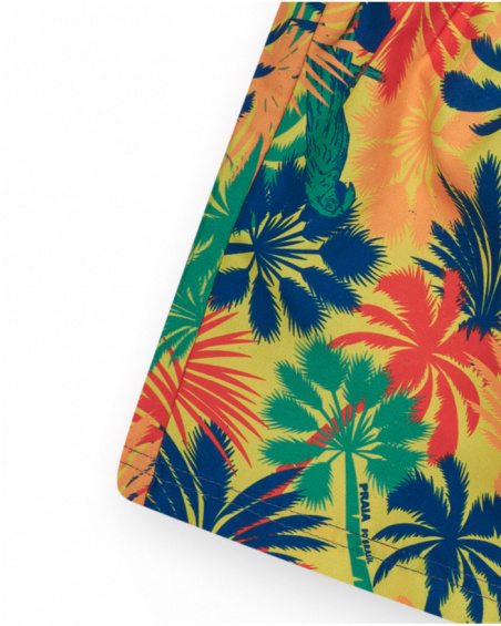 Bañador para niño multicolor con estampado tropical y cintura