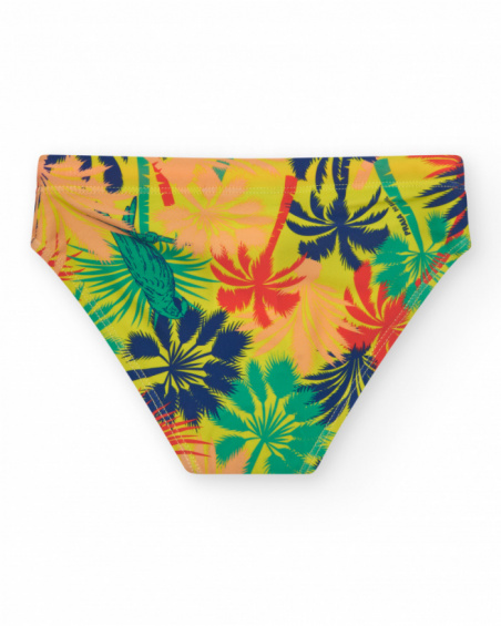 Slip de baño para niño multicolor con estampado tropical y