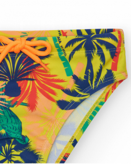 Slip de baño para niño multicolor con estampado tropical y
