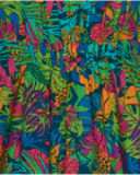 Vestido para niña con estampado tropical multicolor y tirantes cruzados. Vestido para niña con estampado tropical multicolor y tirantes cruzados.