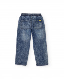 Pantalón vaquero para niño con estampado gráfico y cintura Pantalón vaquero para niño con estampado gráfico y cintura