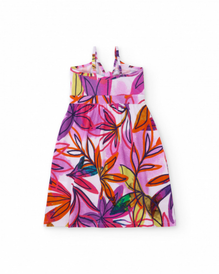Vestido niña en blanco con estampado floral multicolor Vestido niña en blanco con estampado floral multicolor