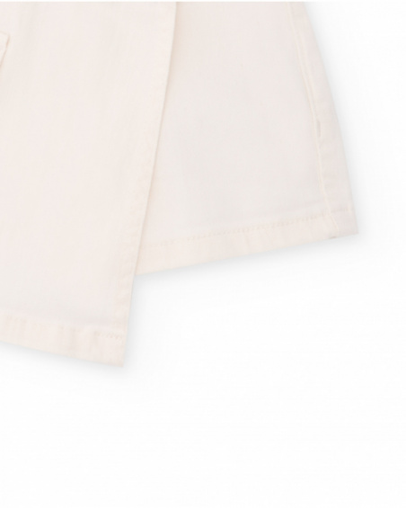 Falda-pantalón niña en crudo con bolsillos decorativos Falda-pantalón niña en crudo con bolsillos decorativos