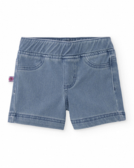 Short niña en denim azul con cintura elástica Short niña en denim azul con cintura elástica