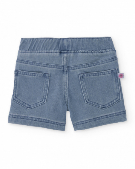 Short niña en denim azul con cintura elástica Short niña en denim azul con cintura elástica
