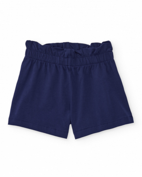 Short niña en azul marino con cintura fruncida Short niña en azul marino con cintura fruncida