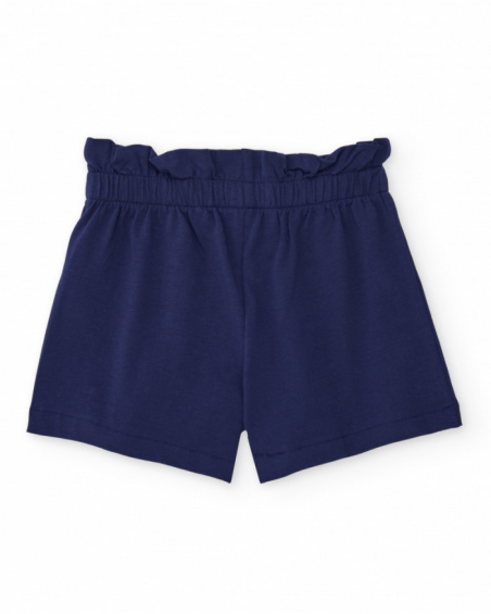 Short niña en azul marino con cintura fruncida Short niña en azul marino con cintura fruncida