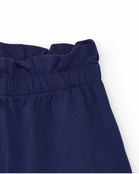 Short niña en azul marino con cintura fruncida Short niña en azul marino con cintura fruncida