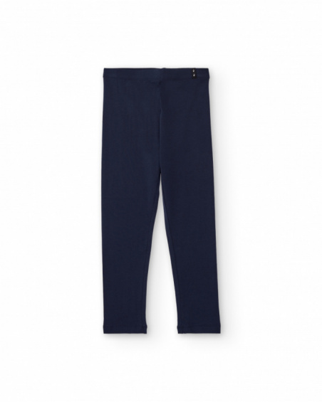 Leggings niña en azul marino de punto elástico Leggings niña en azul marino de punto elástico