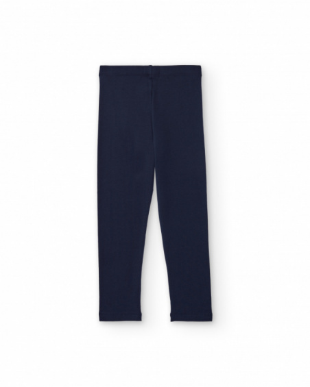 Leggings niña en azul marino de punto elástico Leggings niña en azul marino de punto elástico