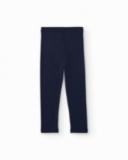 Leggings niña en azul marino de punto elástico Leggings niña en azul marino de punto elástico