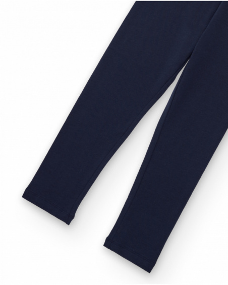 Leggings niña en azul marino de punto elástico Leggings niña en azul marino de punto elástico