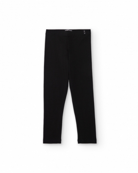 Leggings niña en negro de punto elástico Leggings niña en negro de punto elástico