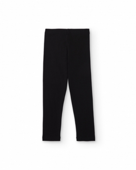 Leggings niña en negro de punto elástico Leggings niña en negro de punto elástico