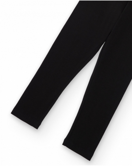 Leggings niña en negro de punto elástico Leggings niña en negro de punto elástico