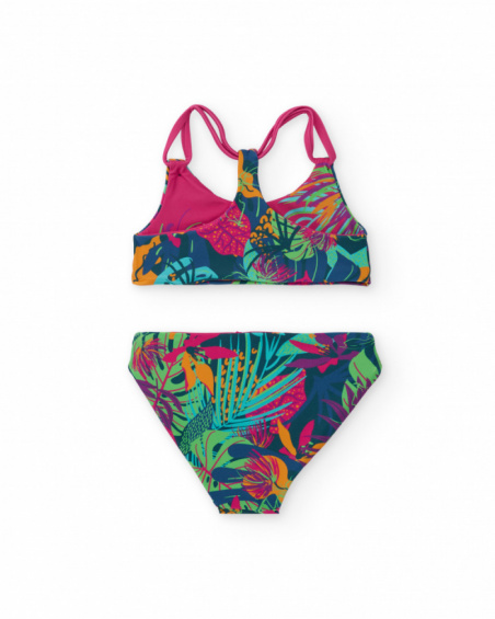 Bikini niña reversible en multicolor con espalda deportiva Bikini niña reversible en multicolor con espalda deportiva