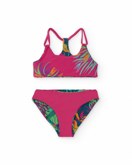 Bikini niña reversible en multicolor con espalda deportiva Bikini niña reversible en multicolor con espalda deportiva