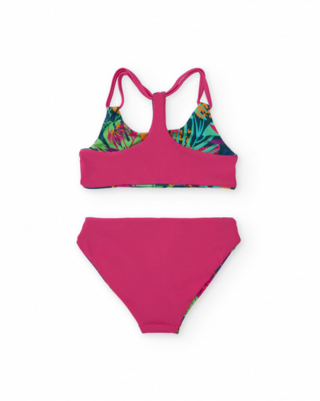 Bikini niña reversible en multicolor con espalda deportiva Bikini niña reversible en multicolor con espalda deportiva