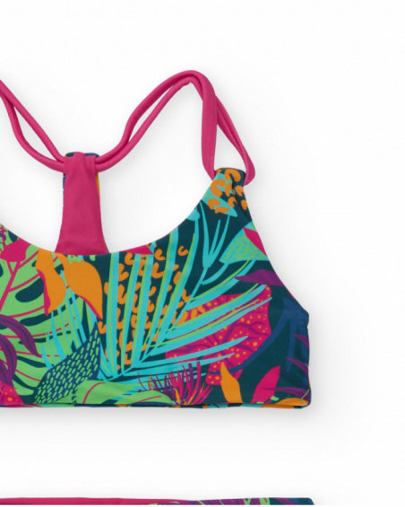 Bikini niña reversible en multicolor con espalda deportiva Bikini niña reversible en multicolor con espalda deportiva