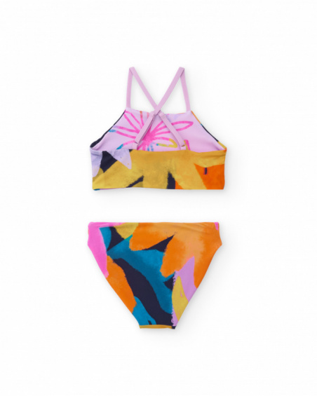 Bikini niña reversible en tonos pastel con tirantes cruzados Bikini niña reversible en tonos pastel con tirantes cruzados