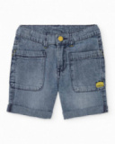 Bermuda vaquera de niño en azul con bolsillos frontales Bermuda vaquera de niño en azul con bolsillos frontales