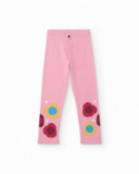 Leggings de niña en rosa con estampado floral multicolor Leggings de niña en rosa con estampado floral multicolor