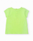 Camiseta de niña en verde neón con estampado de cangrejo multicolor Camiseta de niña en verde neón con estampado de cangrejo multicolor