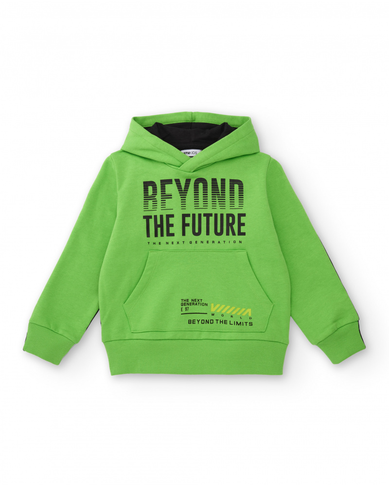 Sudadera bicolor para niño con capucha y estampado "Beyond the