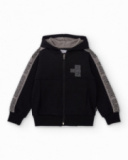 Sudadera con capucha negra para niño con franjas laterales y