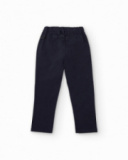 Pantalón de sarga azul marino para niño con cintura elástica