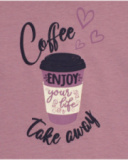 Camiseta de manga larga rosa con estampado de vaso de café