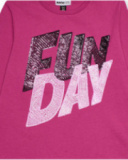 Camiseta de manga larga fucsia con estampado "FUN DAY"