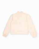 Sudadera color marfil para niña con cuello alto y estampado