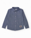 Camisa de manga larga para niño en mezclilla azul Camisa de manga larga para niño en mezclilla azul