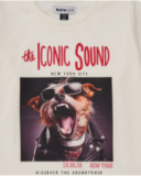 Camiseta de manga larga cruda con estampado de perro rockero