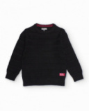 Suéter negro para niño con textura de rayas Suéter negro para niño con textura de rayas