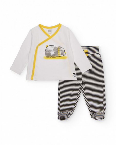 Conjunto de camiseta y pantalón para recién nacido color blanco