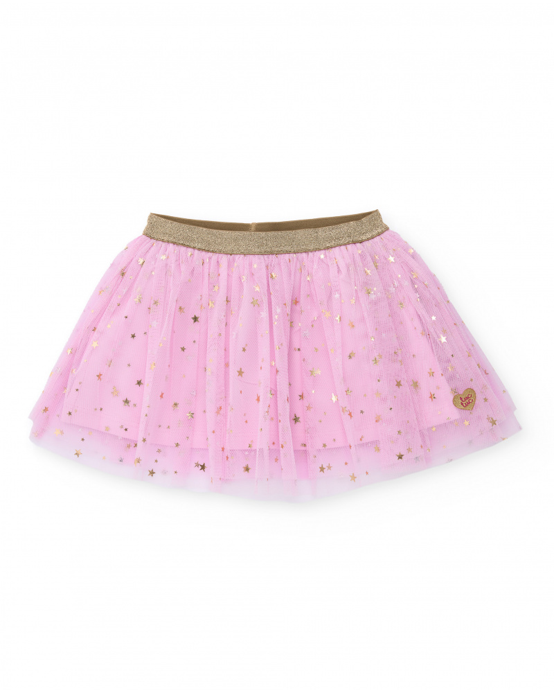 Falda para bebé niña de tutu rosa con estrellas doradas