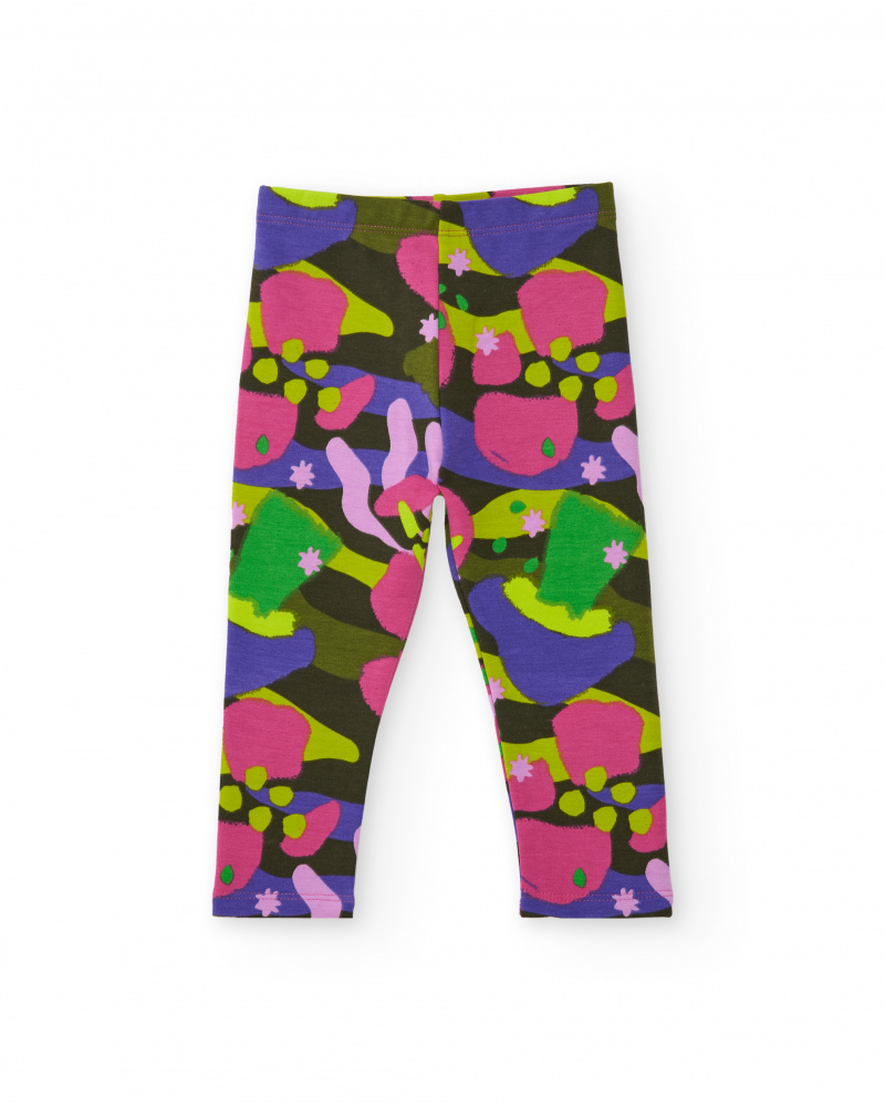 Leggings multicolores para niña con estampado abstracto en