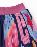 Falda plisada para niña con estampado multicolor y cinturilla