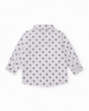 Camisa de popelín para niño en blanco con estampado de balones. Camisa de popelín para niño en blanco con estampado de balones.