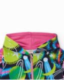 Sudadera para niña con capucha y estampado espacial multicolor.