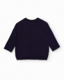 Blusa para niña de manga larga color azul marino con estampado