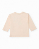 Camiseta de manga larga para niña color marfil con estampado