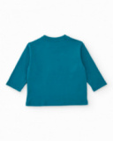 Camiseta de manga larga para niño en azul petróleo con