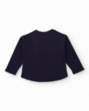 Camiseta para niña en azul marino con estampado de corazones en